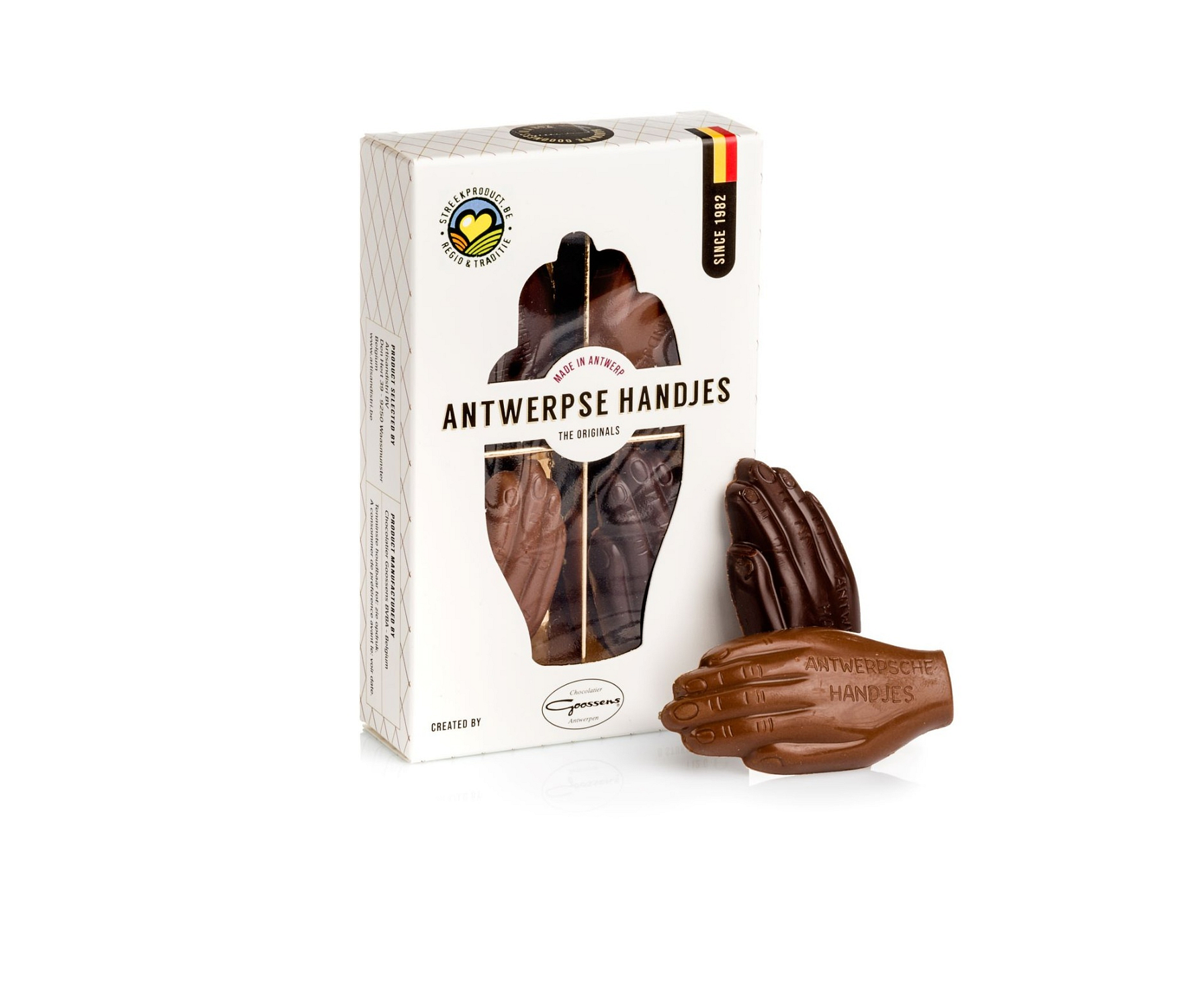 Verpakking Antwerpse handjes chocolade